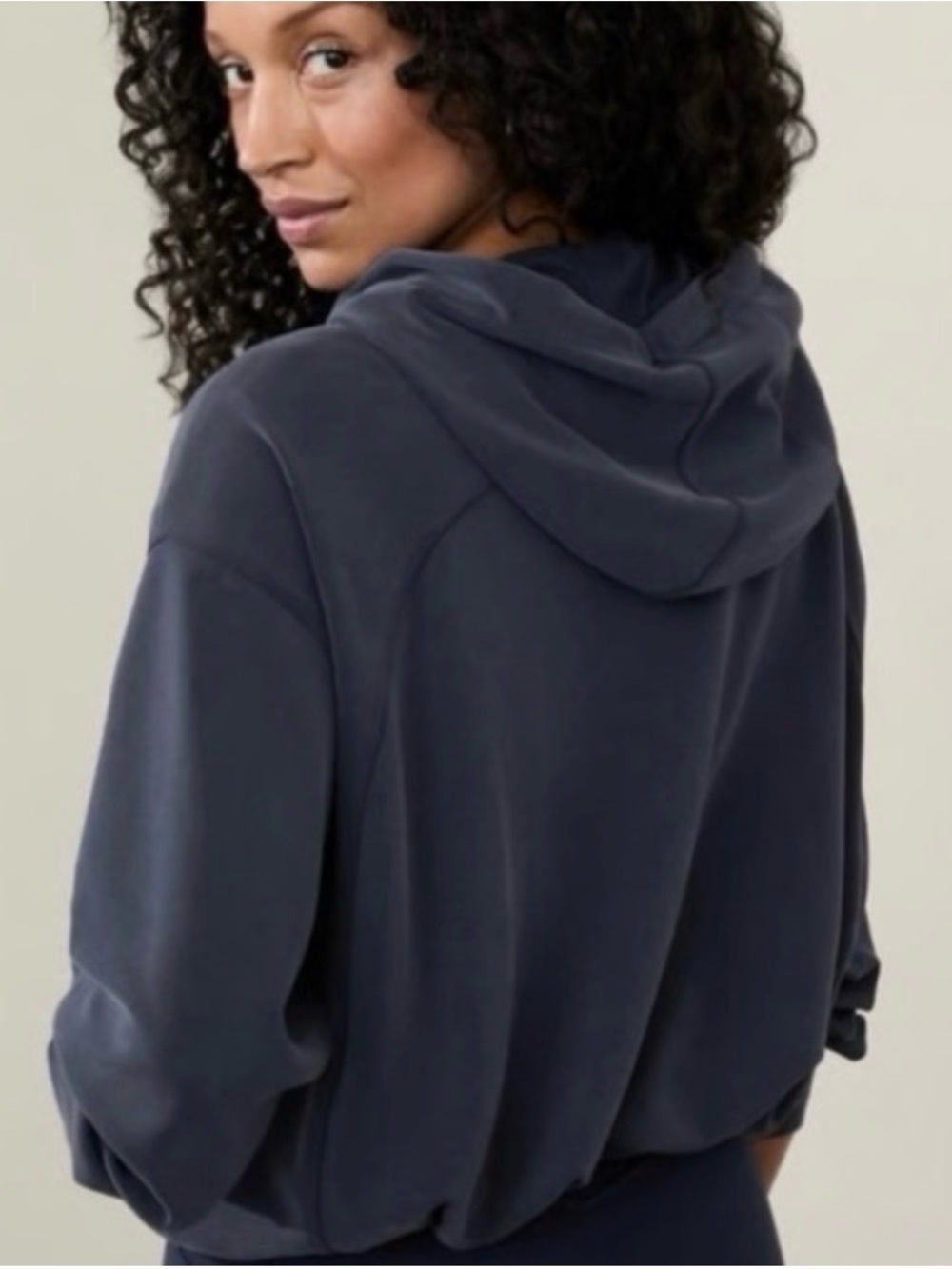 Athleta Seasoft Bubble Hem Navy Soft Hoodie